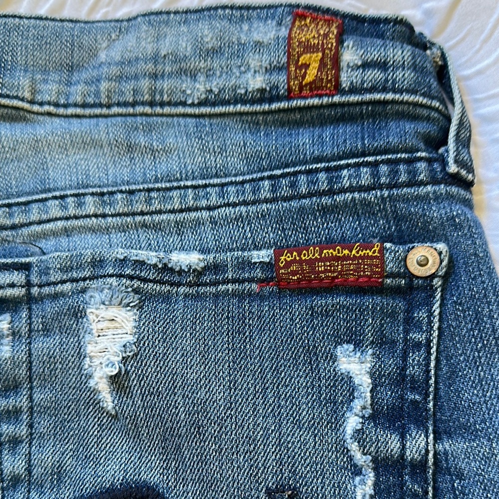 7 for all mankind Distressed Denim Shorts - Picture 3 of 8